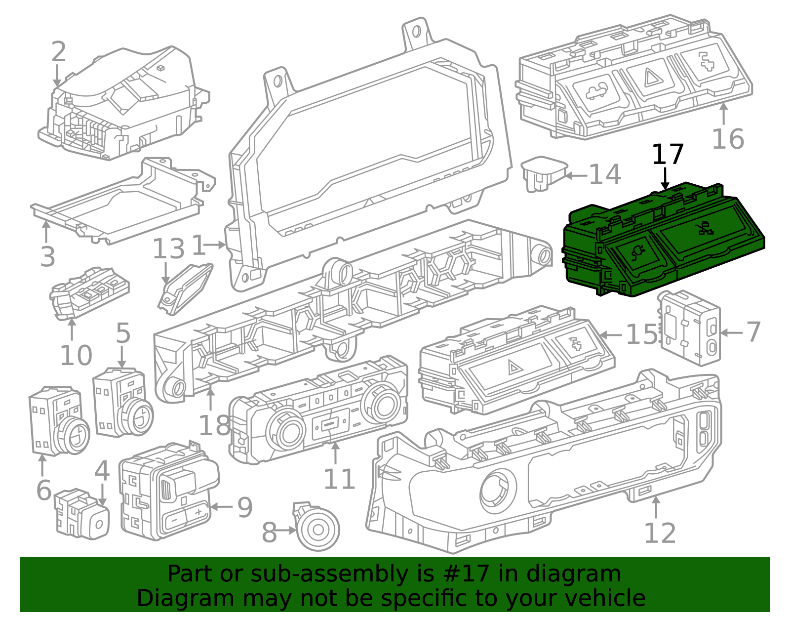 2023-2026 Chevrolet Silverado 1500 Multi Switch 86782377 GM ...