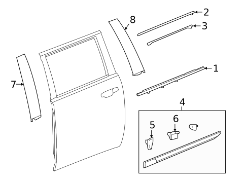 Exterior Trim - Rear Door for 2016 Cadillac Escalade ESV #0