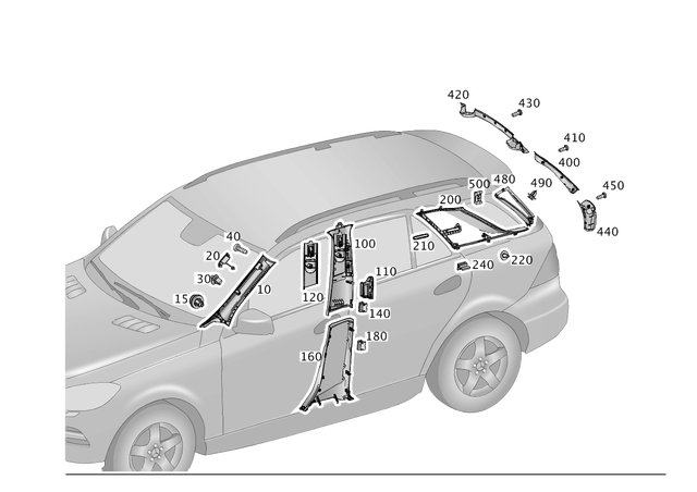 1666907925 - Trim and Lining: Trim, a-Pillar for Mercedes-Benz: GLE300d, GLE350, GLE400, GLE550e, GLE63 AMG, ML250, ML350, ML400, ML550, ML63 AMG Image image
