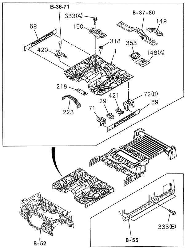 Floor Panel (FR.) for 1999 Acura SLX #0