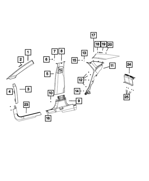 Panels-Moldings-Scuff Plates, Pillar, Cowl, 1/4 Panel Trim and Cargo Covers for 2017 Chrysler 200 #0