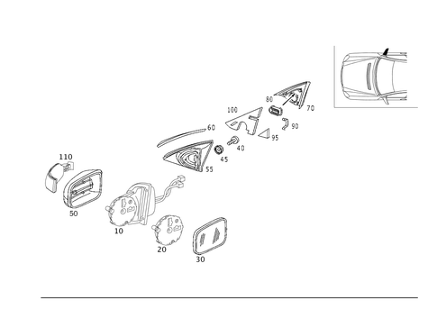 Outside Rear View Mirror, on the Right for 2002 Mercedes-Benz CL500 #0