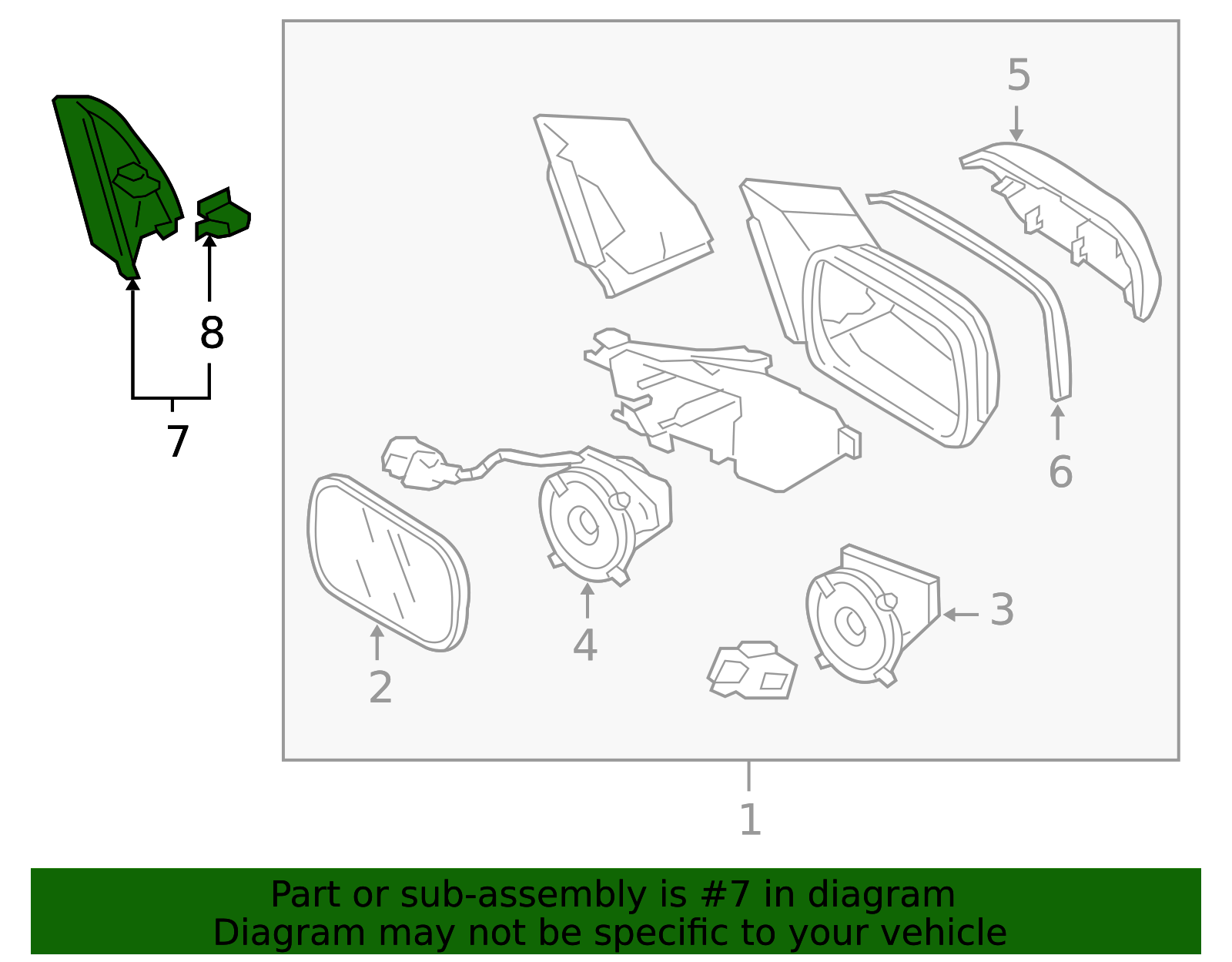 Genuine OEM 06-11 Honda Civic 2D Right Inner Door Mirror Garnish