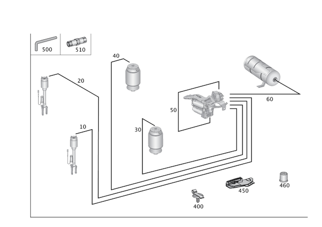 1663275245 - Springs, Suspension and Hydraulic Components: Compressed-Air Line for Mercedes-Benz: GL350, GL450, GL550, GL63 AMG, GLE300d, GLE350, GLE400, GLE43 AMG, GLE450 AMG, GLE550e, GLE63 AMG, GLE63 AMG S, GLS350d, GLS450, GLS550, GLS63 AMG, ML250, ML350, ML400, ML550, ML63 AMG Image image