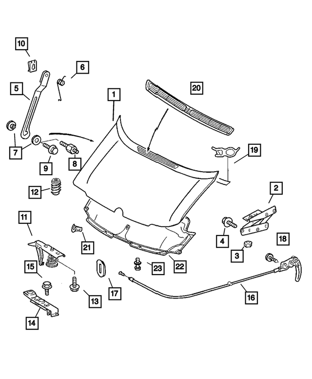 5104404AA - Body Sheet Metal Except Doors: Hood Hinge, Left for Mopar Image