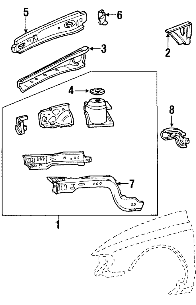 F5OY16A200A - Body: Apron/Rail Assembly Bracket for Ford Image