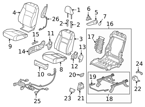 Passenger Seat Components for 2021 Honda Ridgeline #0