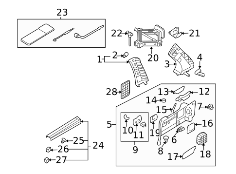 Interior Trim - Side Panel for 2007 Hyundai Entourage #0
