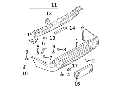 Bumper & Components - Rear for 2000 Nissan Pathfinder #0