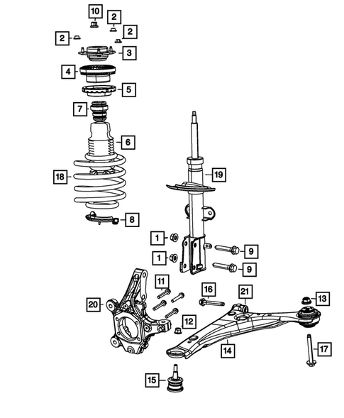 Front Suspension, Strut and Cradle for 2020 Dodge Grand Caravan #0