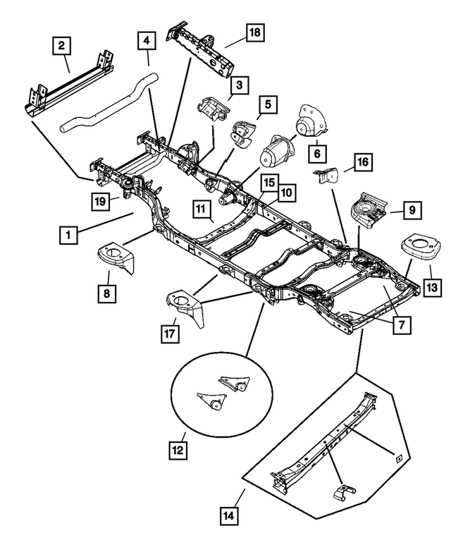 68003504AB - Frame, Bumper and Fascia: Engine Support Bracket, Right for Mopar Image
