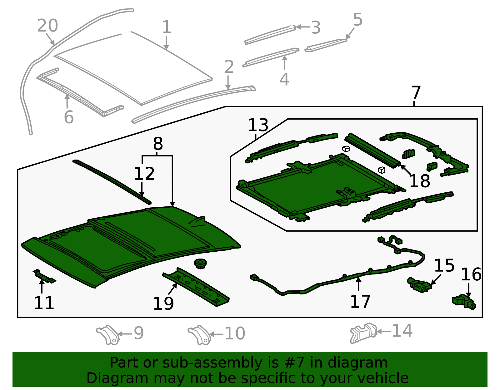 Genuine Official Toyota Sunroof Assembly part# 63203-AQ021-C0 for