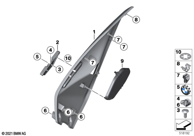 46637105288 - Frame and Mounting Parts: Lateral Trim Panel, Right - Rohteil/blank for BMW-Motorrad Image