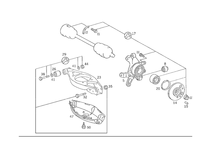 913004012008 - Rear Axle: Nut for Mercedes-Benz: 190, 190D, 190E, 220, 250C, 300SD, 350SL, 380SL, 380SLC, 400E, 400SE, 400SEL, 450SL, 450SLC, 500E, 500SEC, 500SEL, 600, 600SEL, C220, C230, E420, E430, S420 Image image