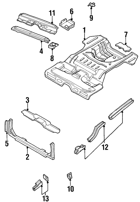 Rear Floor & Rails for 1996 Chrysler Sebring #0