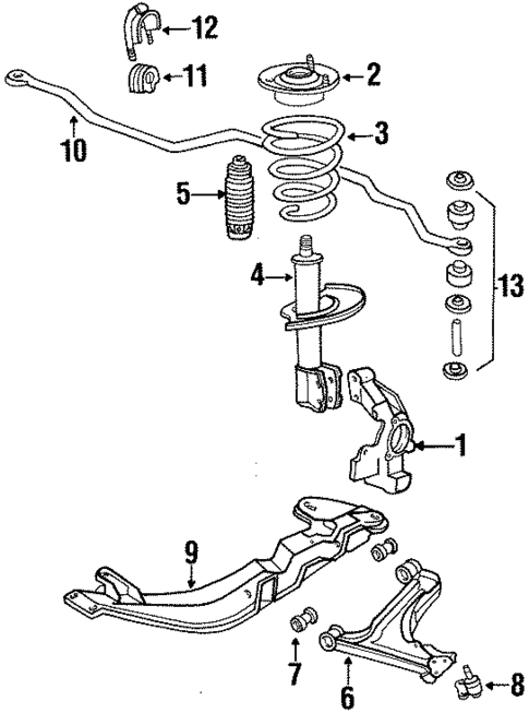 Stabilizer Bar & Components for 1990 Chevrolet Beretta #0