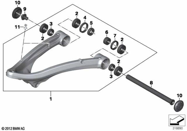 31428531471 - Front Axle, Front Suspension: Trailing Arm -  for BMW-Motorrad Image