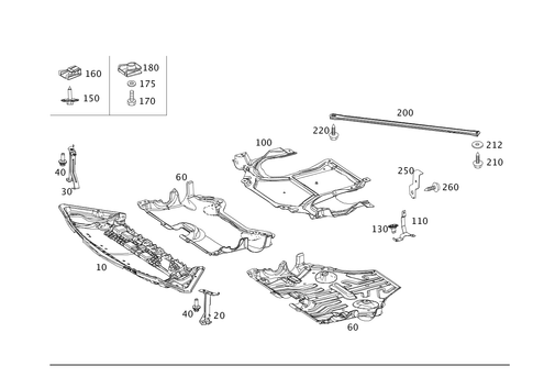 Engine Compartment Lining, Gasoline Vehicles for 2013 Mercedes-Benz C 250 #0