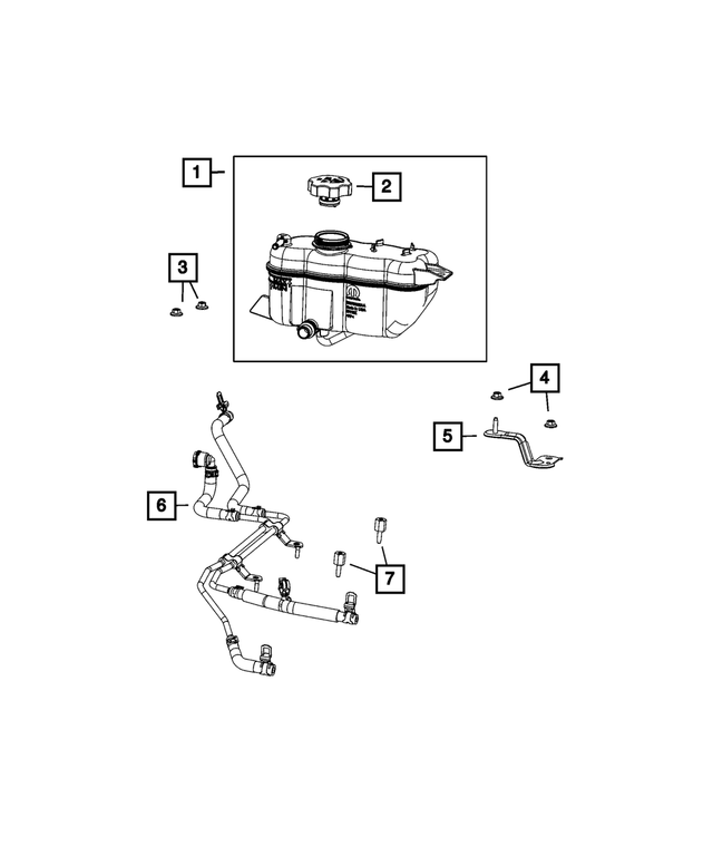 68432032AA - Cooling: Coolant Bottle Bracket for Mopar Image