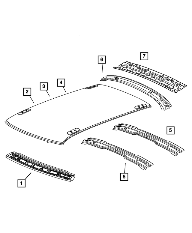 4780979AD - Body Sheet Metal Except Doors: Roof Front Header for Mopar Image