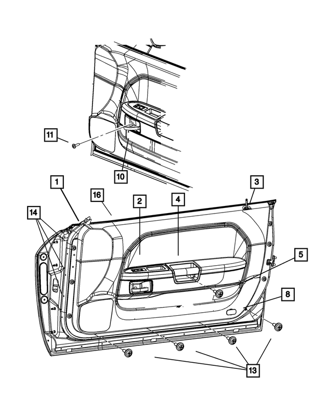 « 1MT251DVAF – Interior Trim : Garnissage De Porte Avant Panneau, Côté Gauche pour Mopar Image »