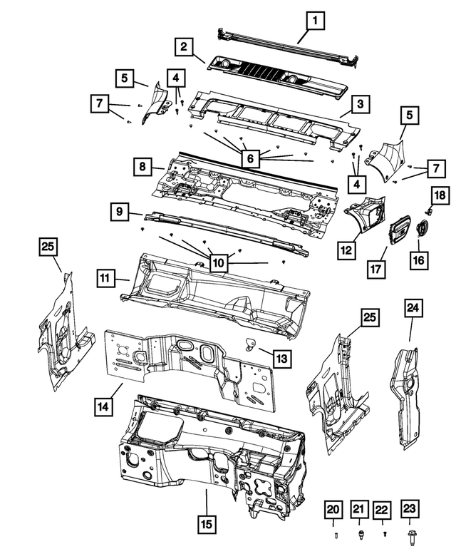 68582161AA - Body Sheet Metal Except Doors: Dash Panel for Jeep: Wrangler Image