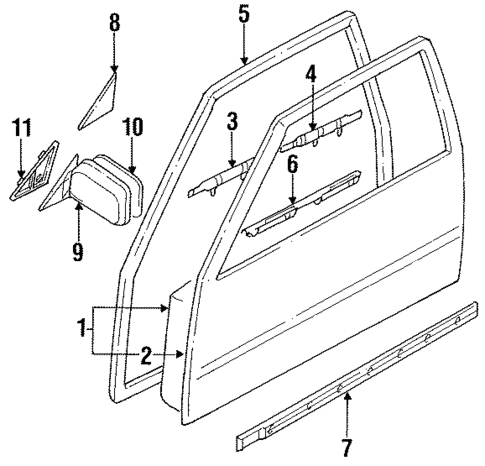 Exterior Trim - Front Door for 1988 Nissan Sentra #0