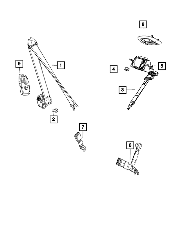 6EB041D2AE - Restraints: Rear Seat Belt, Left Rear for Mopar Image image