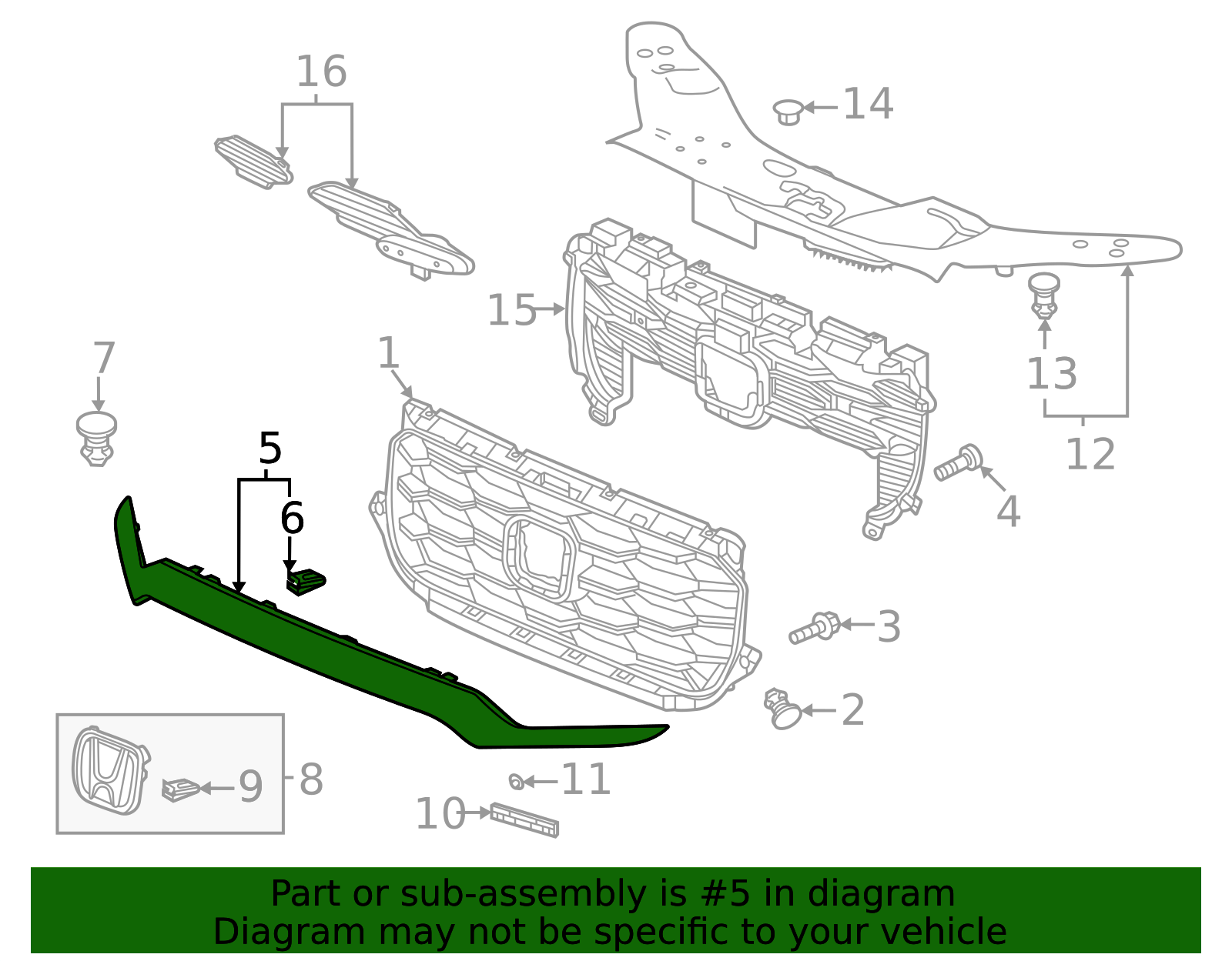 71150-T6Z-A60 - 2021-2025 Honda - Upper Trim | Genuine Honda Parts