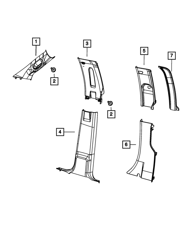 1KB82BD1AC - Interior Trim: B Pillar Upper Trim Panel, Right for Mopar Image image