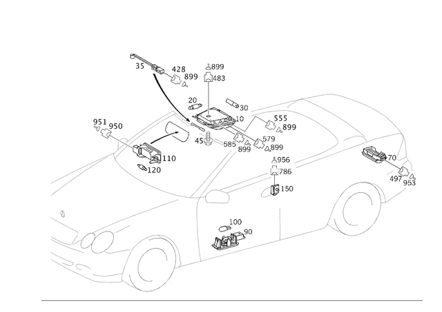 2098200801 - Electrical System: Interior Lamp for Mercedes-Benz: CLK320, CLK500, CLK55 AMG Image image