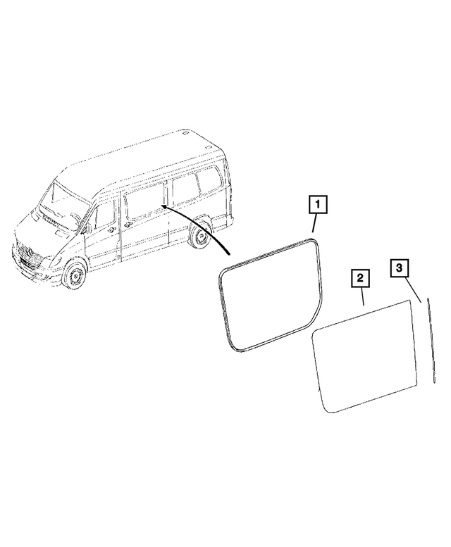 68010256AA - Glass: Sliding Door Glass Weatherstrip, Right &amp; Left, Sliding for Dodge: Sprinter 2500, Sprinter 3500 Image