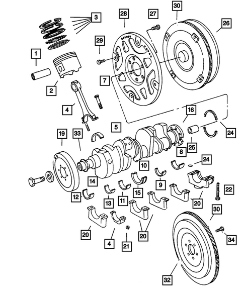 Crankshaft, Piston and Torque Converter for 2001 Dodge Ram 2500 #0