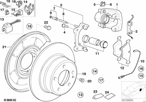 Rear Brake / Brake Pad / Wear Sensor for 1990 BMW 850Ci #0