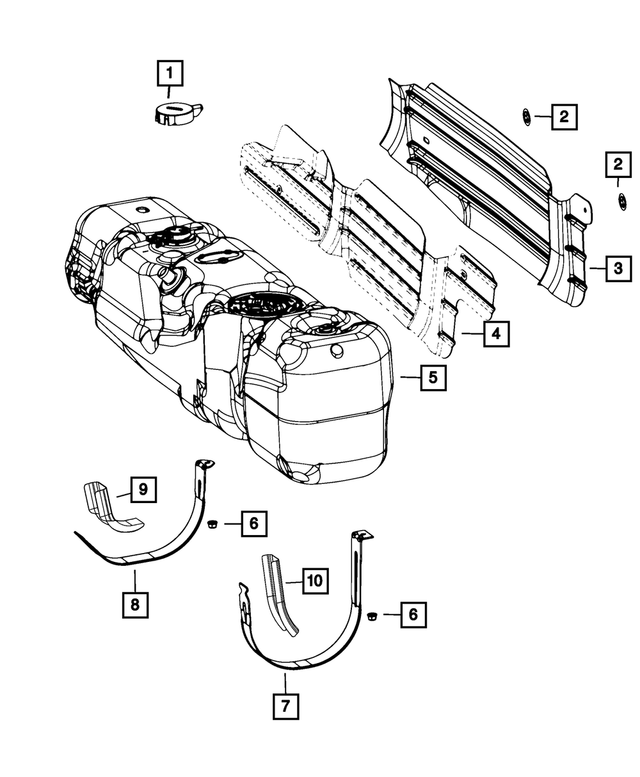57009947AA - Fuel and Accelerator Pedal: Fuel Tank Heat Shield for Mopar Image