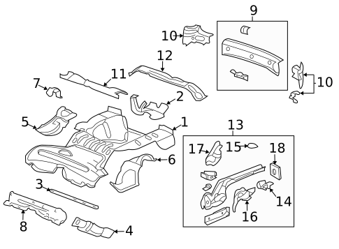 Rear Floor & Rails for 2009 Chevrolet HHR #0