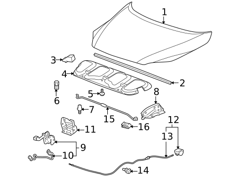 Hood & Components for 2006 Buick Terraza #0