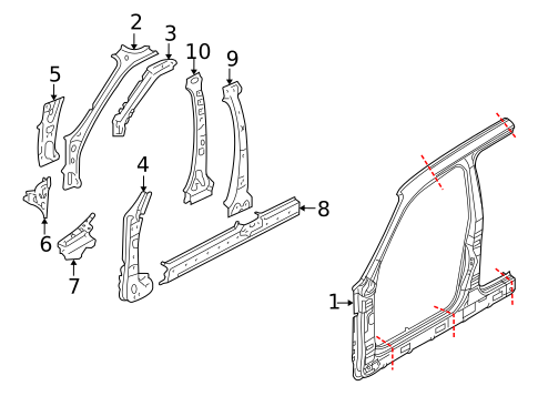 Center Pillar & Rocker for 2009 Mercury Mariner #0