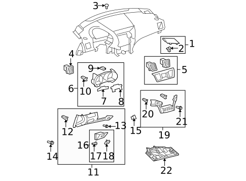 Instrument Panel Components for 2010 Toyota Highlander #1