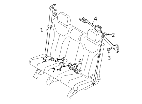 Third Row Seat Belts for 2025 Hyundai Palisade #0