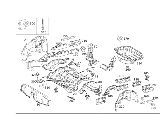 29843329 - Substructure: Screw for Mercedes-Benz: 180C, C230, C240, C280, C32 AMG, C320, C350, C55 AMG, CLK63 AMG Image image