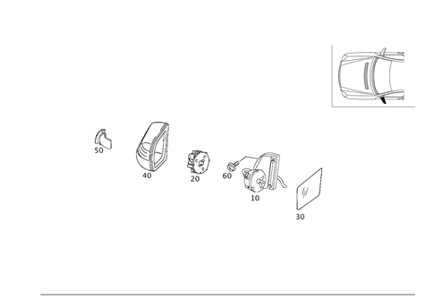 Outside Rear View Mirror, on the Left for 2002 Mercedes-Benz E430 #0