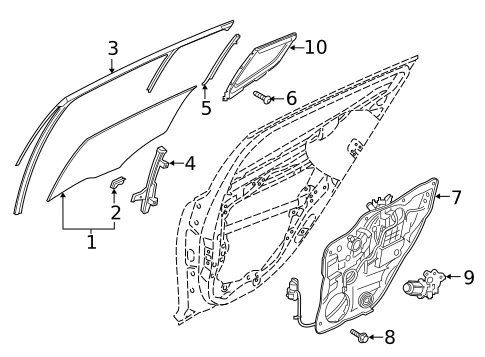 Glass - Rear Door for 2020 Kia Stinger #0