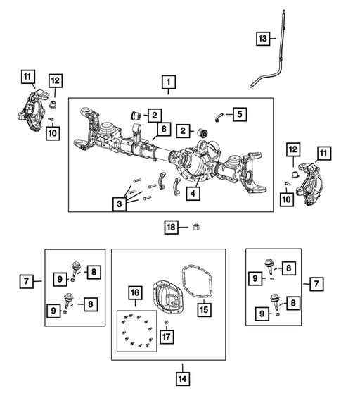 Front Axle;  Housing, Differential and Vent for 2019 Jeep Wrangler #3