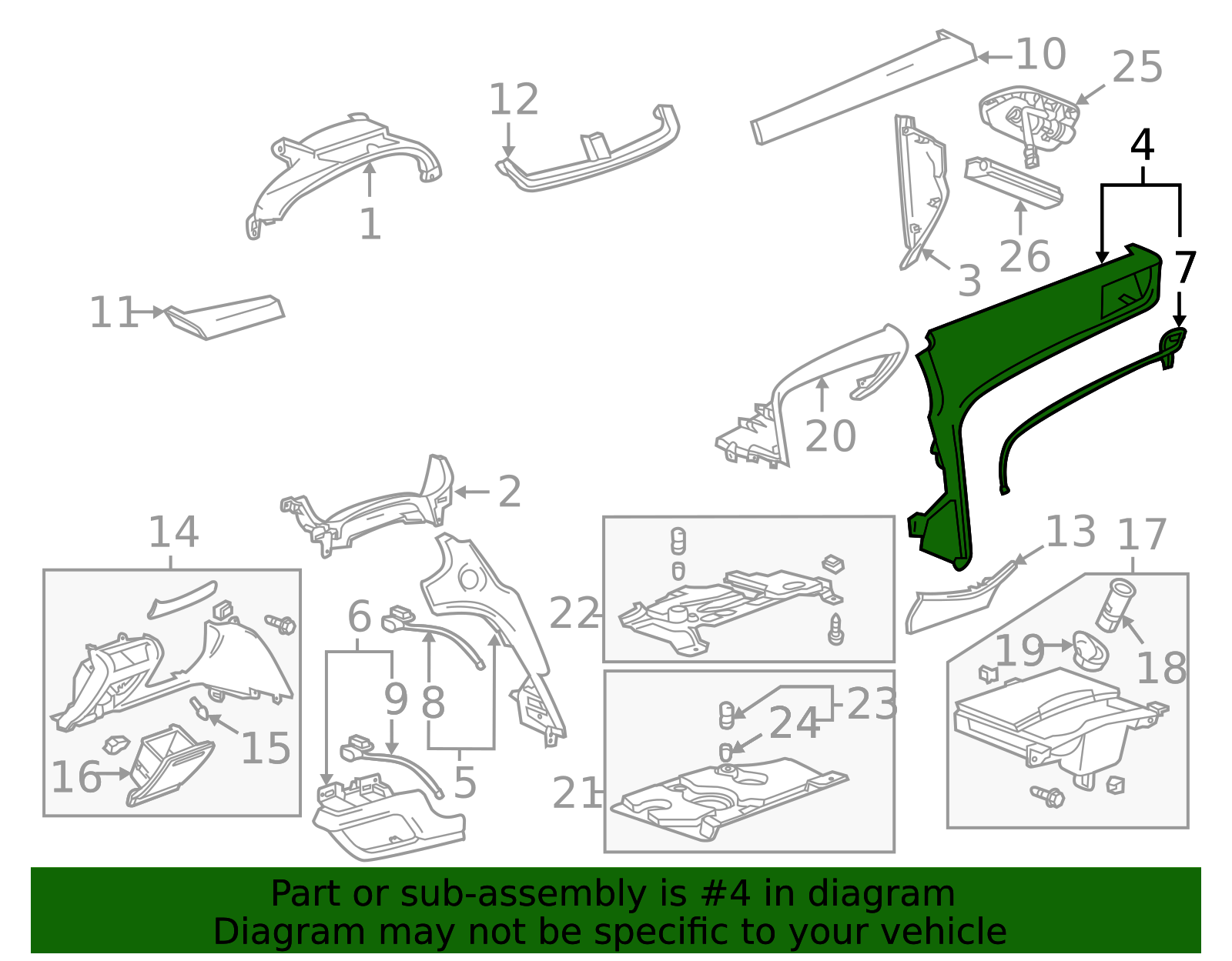 2013-2019 Cadillac XTS Trim Pad - Passenger Side (RH) 22965865 ...