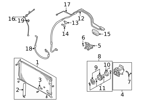 Condenser, Compressor & Lines for 2005 Mitsubishi Outlander #0