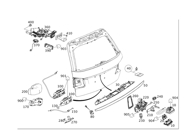 2127501593 - Rear-End Door: Handle for Mercedes-Benz: E350, E63 AMG, E63 AMG S Image image
