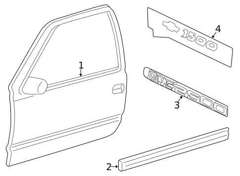 Exterior Trim - Front Door for 2000 Chevrolet Silverado 2500 #0