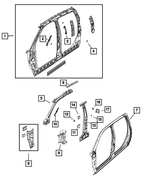 « 55372805AA – Body Sheet Metal Except Doors : Poignée D`assistance Support, Côté Gauche pour Mopar Image »
