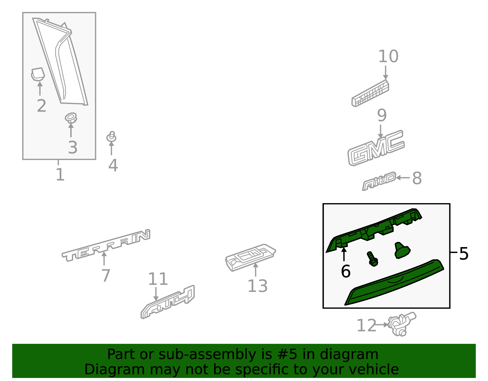 2018-2024 GMC Terrain Exterior Bright Chrome Rear Closure Center ...